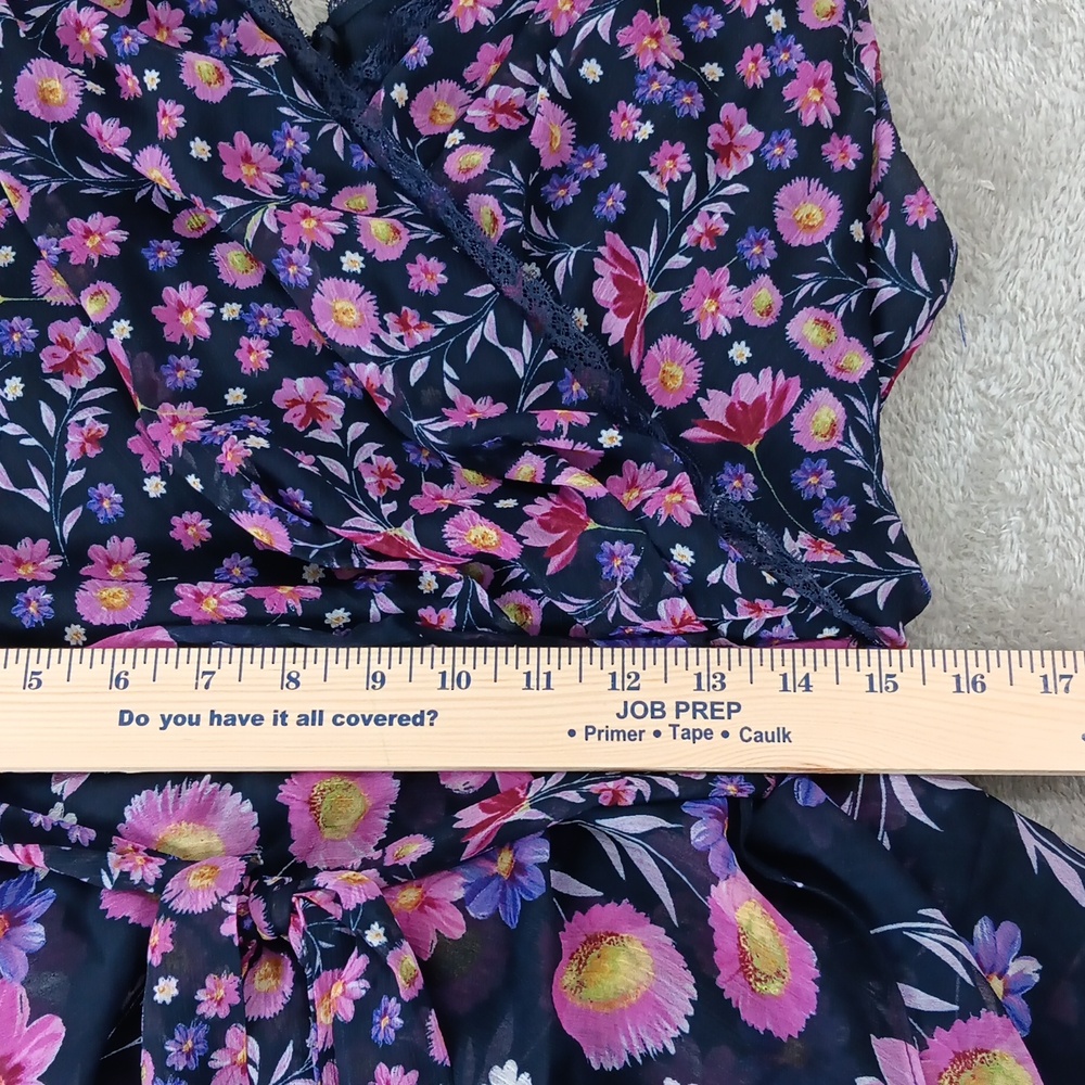 Dkny Navy Floral Sleeveless Asymmetrical Midi Dress - Picture 15 of 15